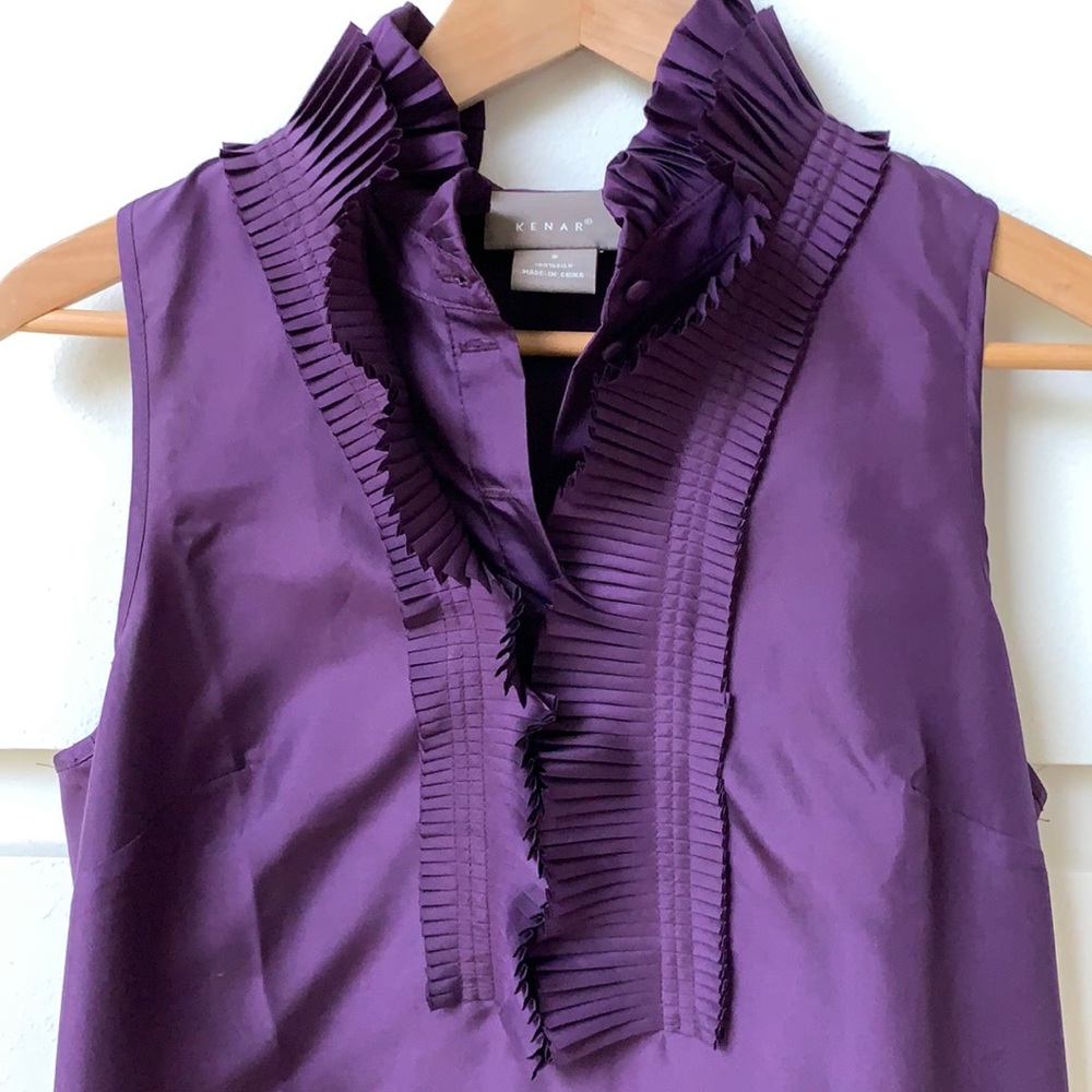 KENAR 100% SILK blouse Size Small in dark purple